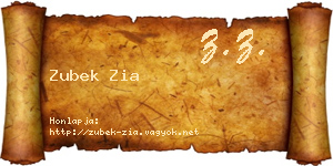 Zubek Zia névjegykártya
